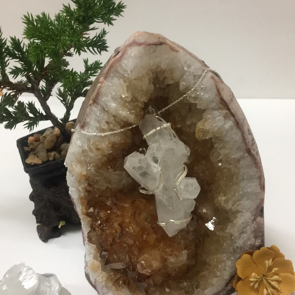 Clear  quartz w/ sterling silver necklaces
